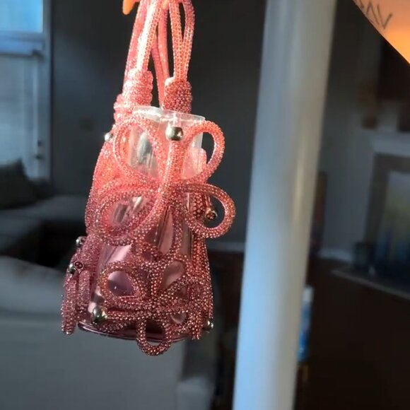 Neiman Marcus Pink Floral Evening Rhinestone Handbag - Picture 4 of 4